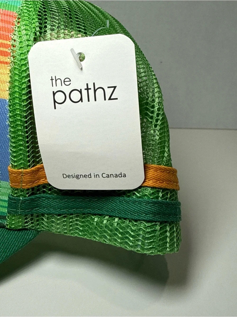 Unisex Colorful Striped Mesh Trucker Hat - Green Brim by The Pathz - Picture 5 of 6